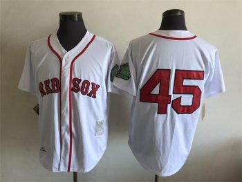 Vintage Boston Red Sox #45 Lee Smith Stitched White Pinstripe Baseball Jersey Throwback Edition