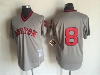 Vintage Boston Red Sox #8 Carl Yastrzemski Stitched Gray Baseball Jersey Throwback Edition