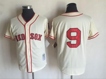 Vintage Boston Red Sox #9 Ted Williams Stitched Cream Pinstripe Baseball Jersey Throwback Edition