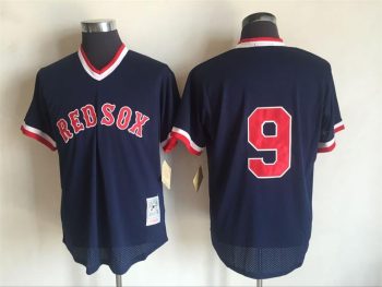 Vintage Boston Red Sox #9 Ted Williams Stitched Navy Blue Mesh Baseball Jersey Throwback Edition