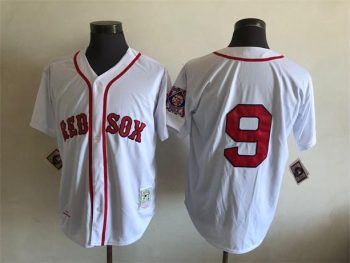 Vintage Boston Red Sox #9 Ted Williams Stitched White Pinstripe Baseball Jersey Throwback Edition