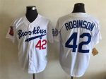 Vintage Brooklyn Dodgers #42 Jackie Robinson Stitched White Baseball Jersey Throwback Editio