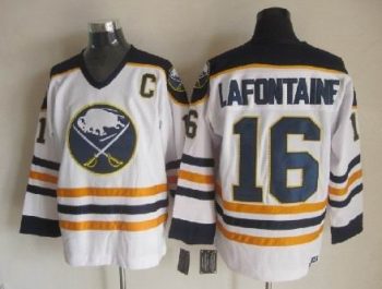 Vintage Buffalo Sabres #16 LAFONTAINE Stitched White Hockey Jersey (3)