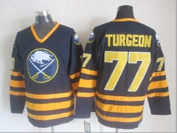 Vintage Buffalo Sabres #77 TURGEON Stitched Royal Blue Hockey Jersey