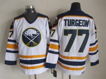 Vintage Buffalo Sabres #77 TURGEON Stitched White Hockey Jersey