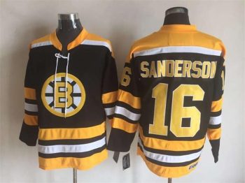 Vintage CCM Boston Bruins #16 SANDERSON Stitched Black Hockey Jersey