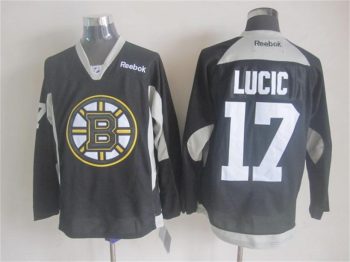 Vintage CCM Boston Bruins #17 LUCIC Stitched Black Hockey Jersey (2)