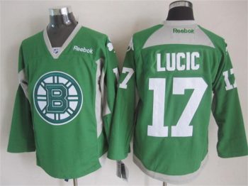 Vintage CCM Boston Bruins #17 LUCIC Stitched Green Hockey Jersey