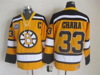 Vintage CCM Boston Bruins #33 CHARA Stitched Gold Hockey Jersey