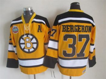Vintage CCM Boston Bruins #37 BERGERON Stitched Gold Hockey Jersey