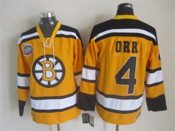 Vintage CCM Boston Bruins #4 ORR Stitched Gold Hockey Jersey