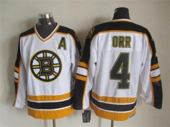 Vintage CCM Boston Bruins #4 ORR Stitched White Hockey Jersey (3)