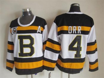Vintage CCM Boston Bruins #4 ORR Stitched White Hockey Jersey (4)