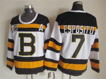 Vintage CCM Boston Bruins #7 ESPOSITO Stitched White Hockey Jersey (2)