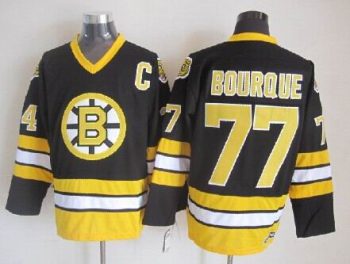 Vintage CCM Boston Bruins #77 BOURQUE Stitched Black Hockey Jersey