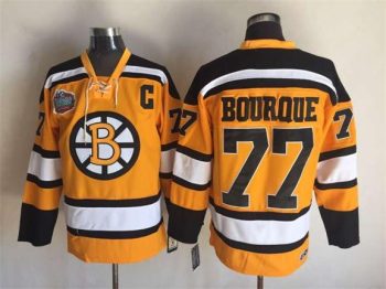 Vintage CCM Boston Bruins #77 BOURQUE Stitched Gold Hockey Jersey