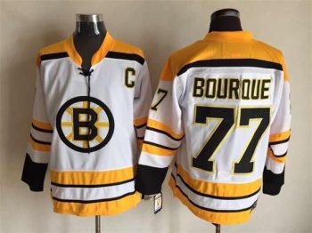 Vintage CCM Boston Bruins #77 BOURQUE Stitched White Hockey Jersey (3)