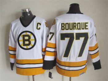 Vintage CCM Boston Bruins #77 BOURQUE Stitched White Hockey Jersey