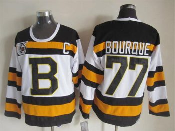 Vintage CCM Boston Bruins #77 BOURQUE Stitched White Hockey Jersey (4)
