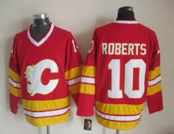 Vintage Calgary Flames #10 ROBERTS Stitched Red Hockey Jersey