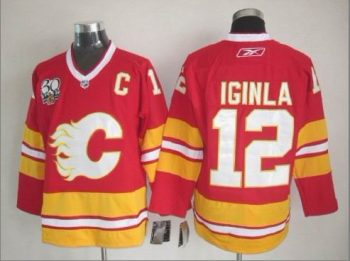 Vintage Calgary Flames #12 IGINLA Stitched Red Hockey Jersey (2)