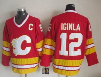 Vintage Calgary Flames #12 IGINLA Stitched Red Hockey Jersey (3)