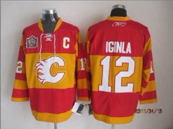 Vintage Calgary Flames #12 IGINLA Stitched Red Hockey Jersey
