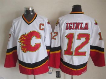 Vintage Calgary Flames #12 IGINLA Stitched White Hockey Jersey (2)