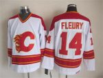 Vintage Calgary Flames #14 FLEURY Stitched White Hockey Jersey