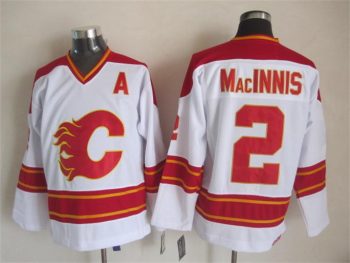 Vintage Calgary Flames #2 MacINNIS Stitched White Hockey Jersey