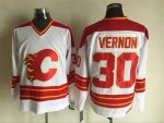 Vintage Calgary Flames #30 VERNON Stitched White Hockey Jersey