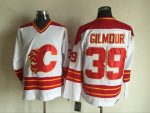 Vintage Calgary Flames #39 GILMOUR Stitched White Hockey Jersey