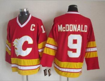 Vintage Calgary Flames #9 McDONALD Stitched Red Hockey Jersey