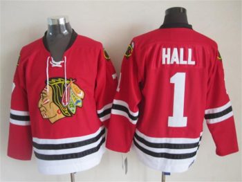 Vintage Chicago Blackhawks #1 HALL Stitched Red Hockey Jersey