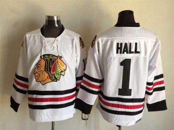 Vintage Chicago Blackhawks #1 HALL Stitched White Hockey Jersey