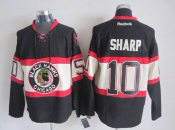 Vintage Chicago Blackhawks #10 SHARP Stitched Black Hockey Jersey (2)