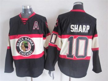 Vintage Chicago Blackhawks #10 SHARP Stitched Black Hockey Jersey (3)