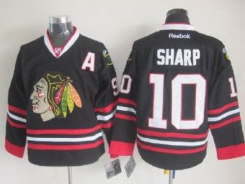 Vintage Chicago Blackhawks #10 SHARP Stitched Black Hockey Jersey (4)