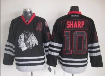 Vintage Chicago Blackhawks #10 SHARP Stitched Black Hockey Jersey (5)