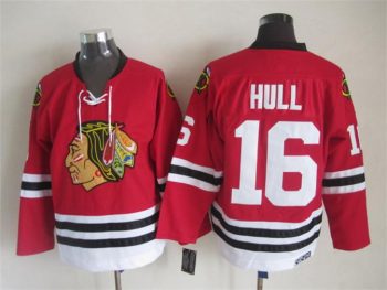 Vintage Chicago Blackhawks #16 HULL Stitched Red Hockey Jersey
