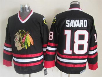 Vintage Chicago Blackhawks #18 SAVARD Stitched Black Hockey Jersey