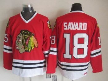 Vintage Chicago Blackhawks #18 SAVARD Stitched Red Hockey Jersey