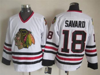Vintage Chicago Blackhawks #18 SAVARD Stitched White Hockey Jersey
