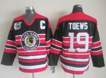 Vintage Chicago Blackhawks #19 TOEWS Stitched Red-Black Hockey Jersey