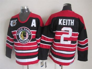 Vintage Chicago Blackhawks #2 KEITH Stitched Red-Black Hockey Jersey