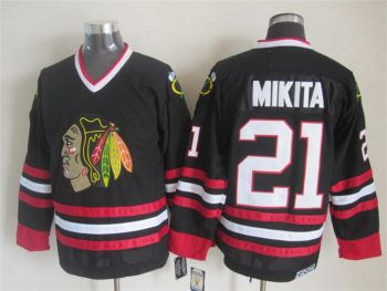 Vintage Chicago Blackhawks #21 MIKITA Stitched Black Hockey Jersey