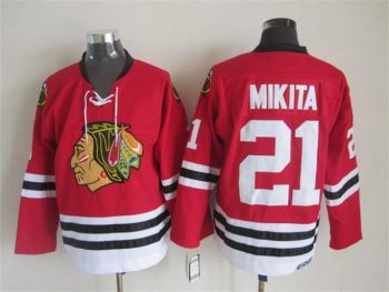 Vintage Chicago Blackhawks #21 MIKITA Stitched Red Hockey Jersey