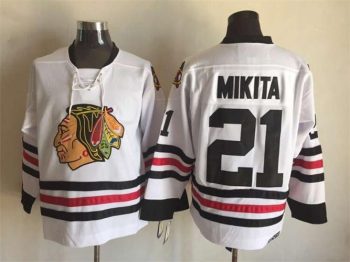Vintage Chicago Blackhawks #21 MIKITA Stitched White Hockey Jersey (2)