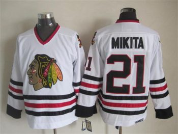 Vintage Chicago Blackhawks #21 MIKITA Stitched White Hockey Jersey