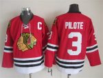 Vintage Chicago Blackhawks #3 PILOTE Stitched Red Hockey Jersey